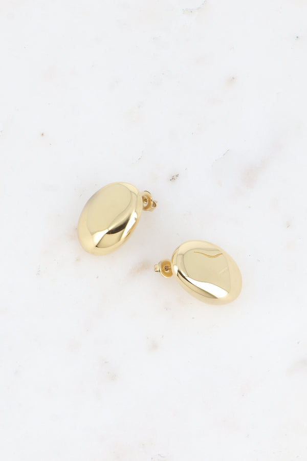 Ohrstecker mit ovalem Spiegelmuster- Gold