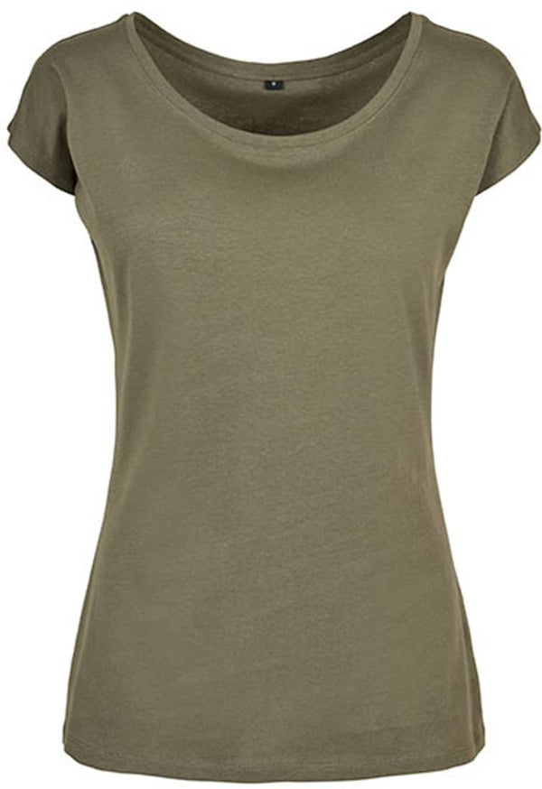 T-SHIRT LADIES WIDE NECK- OLIVE