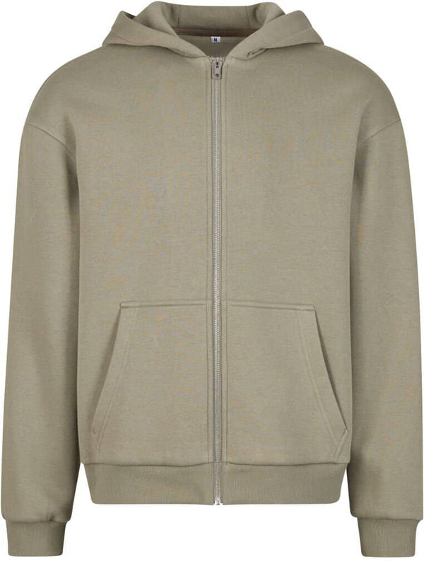 FLUFFY ZIP HOODIE - Pale Olive - 4 JAHRESZEITEN