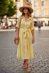Kleid mit Broderie-Spitze und Taillengürtel- GENTLE SPRING