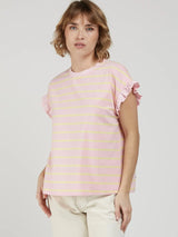 Gestreiftes T- Shirt mit Flügelärmel- DELIGHT SPRING