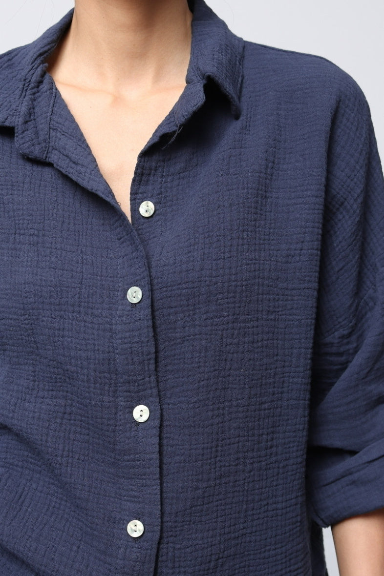Musselinbluse- Navy