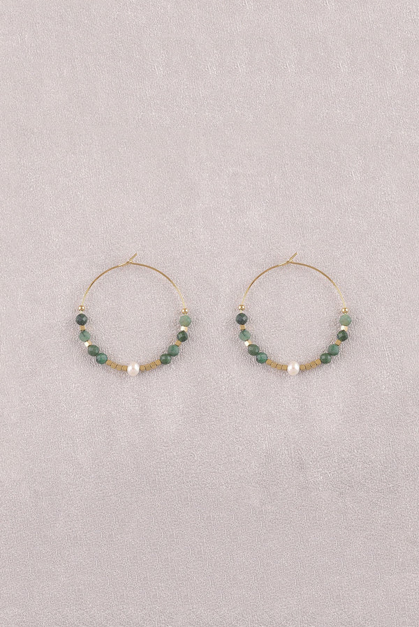 Zarte Creolen mit Natursteinen- 4 Jahreszeiten