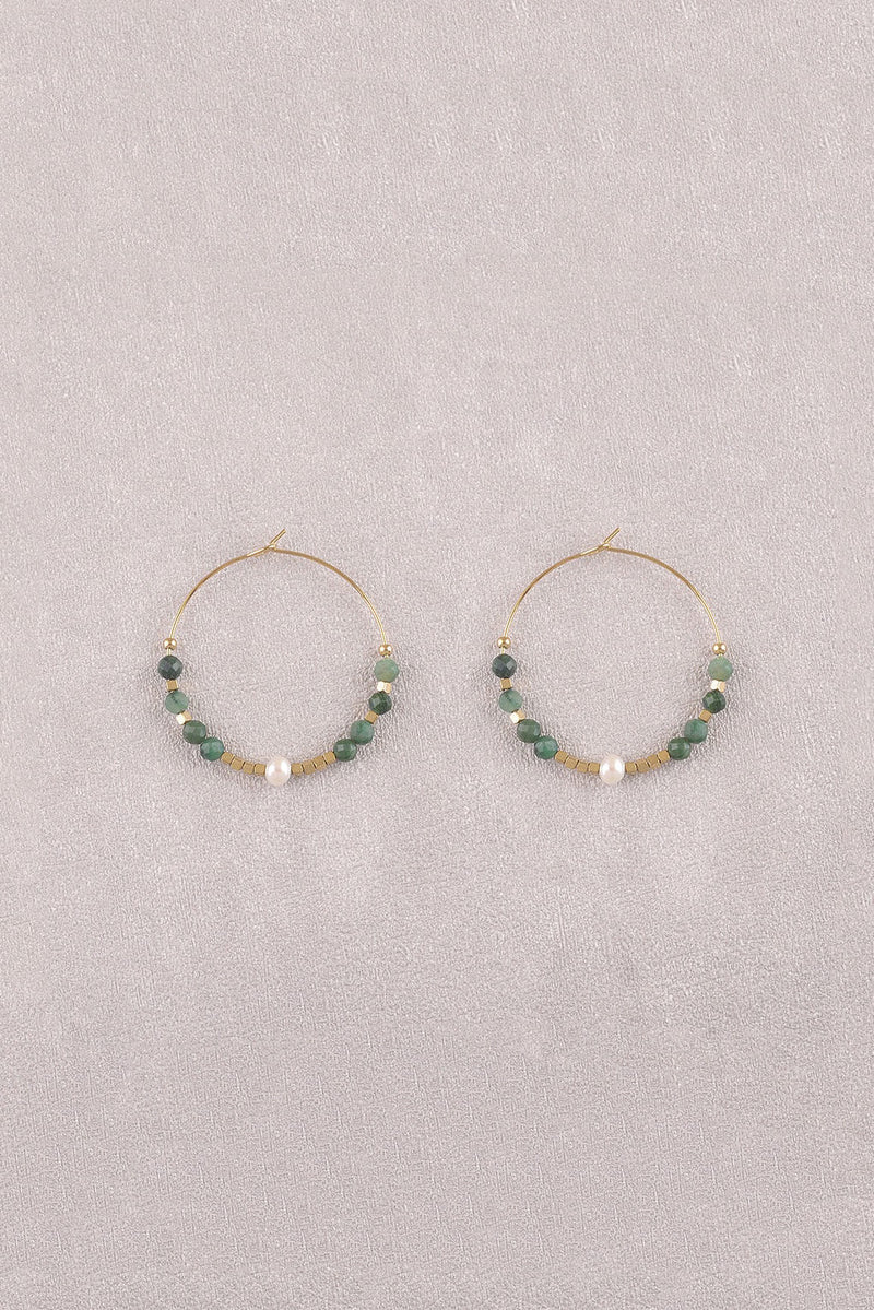 Zarte Creolen mit Natursteinen- 4 Jahreszeiten