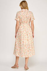 Midikleid mit Blumenmuster und Taillengürtel- DELIGHT SPRING