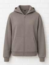 FLUFFY ZIP HOODIE - Taupe - 360°