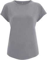 BIO COTTON T-SHIRT MIT AUFGEROLLTEM ÄRMELSAUM- STORMY GREY