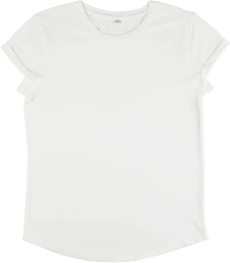 Bio T- SHIRT MIT RUNDSAUM UND AUFGESCHLAGENEM ÄRMEL -Stoned Washed White