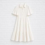 Stufen- Midikleid mit Flatterärmel und Knopfleiste - 360° + VERDANT WINTER