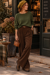 Weicher Pullover aus Viskose mit Rundsaum- Olive - TRUE AUTUMN