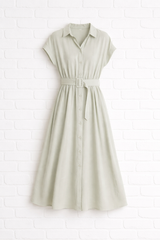Atmungsaktives Modal- Tencel Hemdblusenkleid mit Gürtel- DELIGHT SPRING