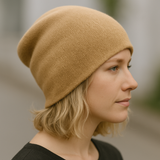 EDLE KASCHMIR MÜTZE-SLOUCHY BEANIE-  DUNKLER FRÜHLING SOMMER