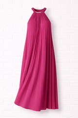 Plissiertes langes Kleid mit Neckholder-Ausschnitt- TWILIGHT WINTER