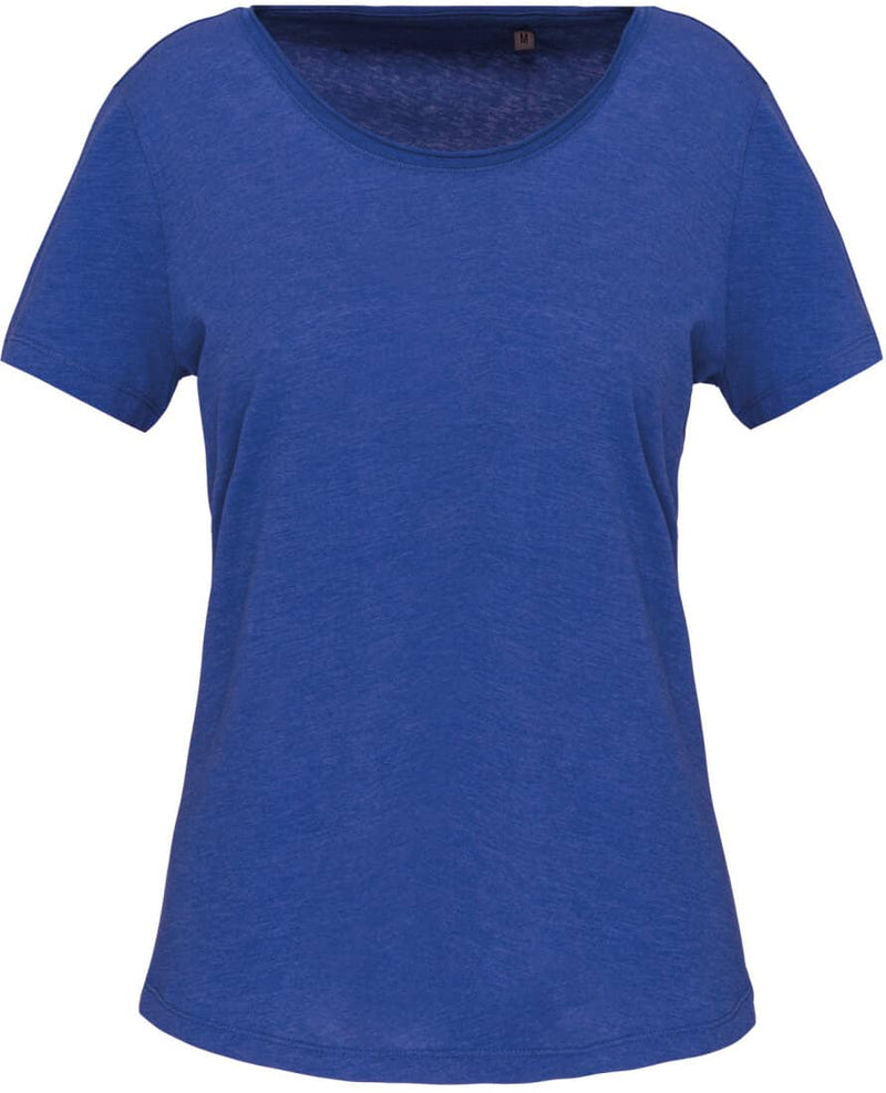 Bio-T-Shirt mit kurzen Ärmeln und ungesäumtem Halsausschnitt- Royal meliert