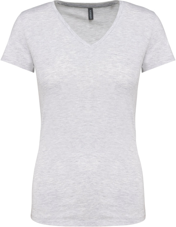 T-SHIRT mit V- Ausschnitt Kariban- Ash Grey