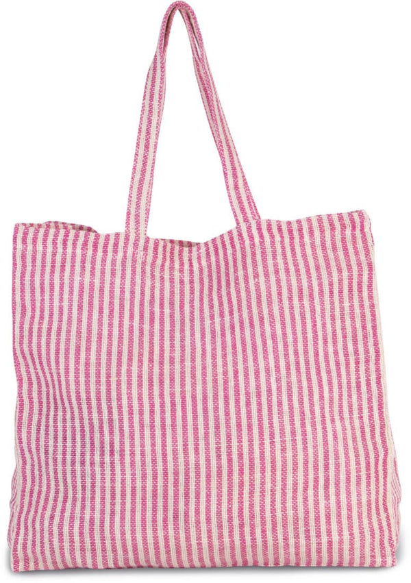 Gestreifte Shoppingtasche- Magenta