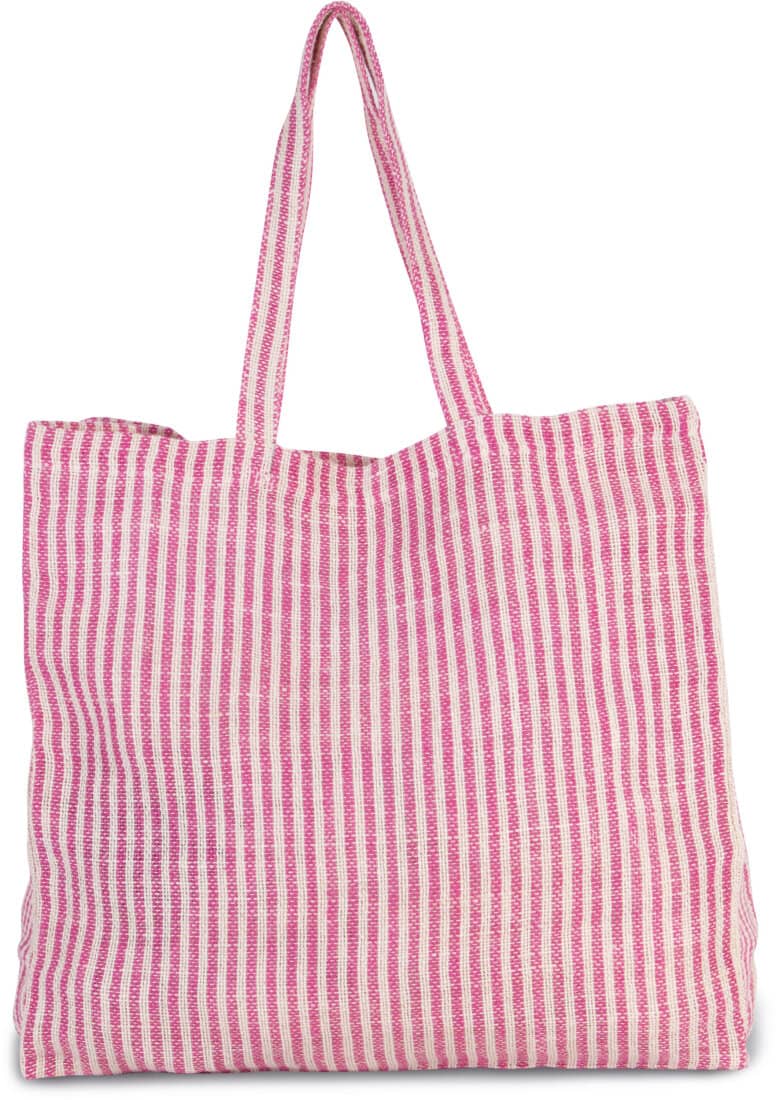 Gestreifte Shoppingtasche- Magenta