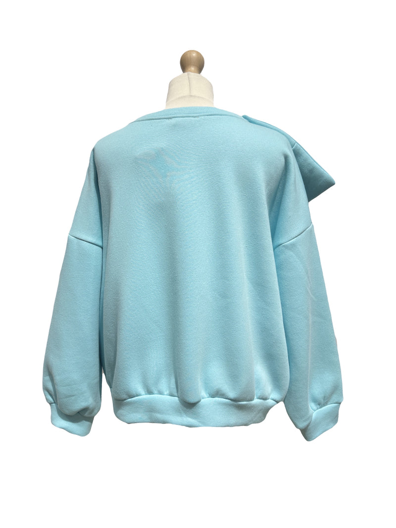 Statement -Sweatshirt Schleife- Aquablau