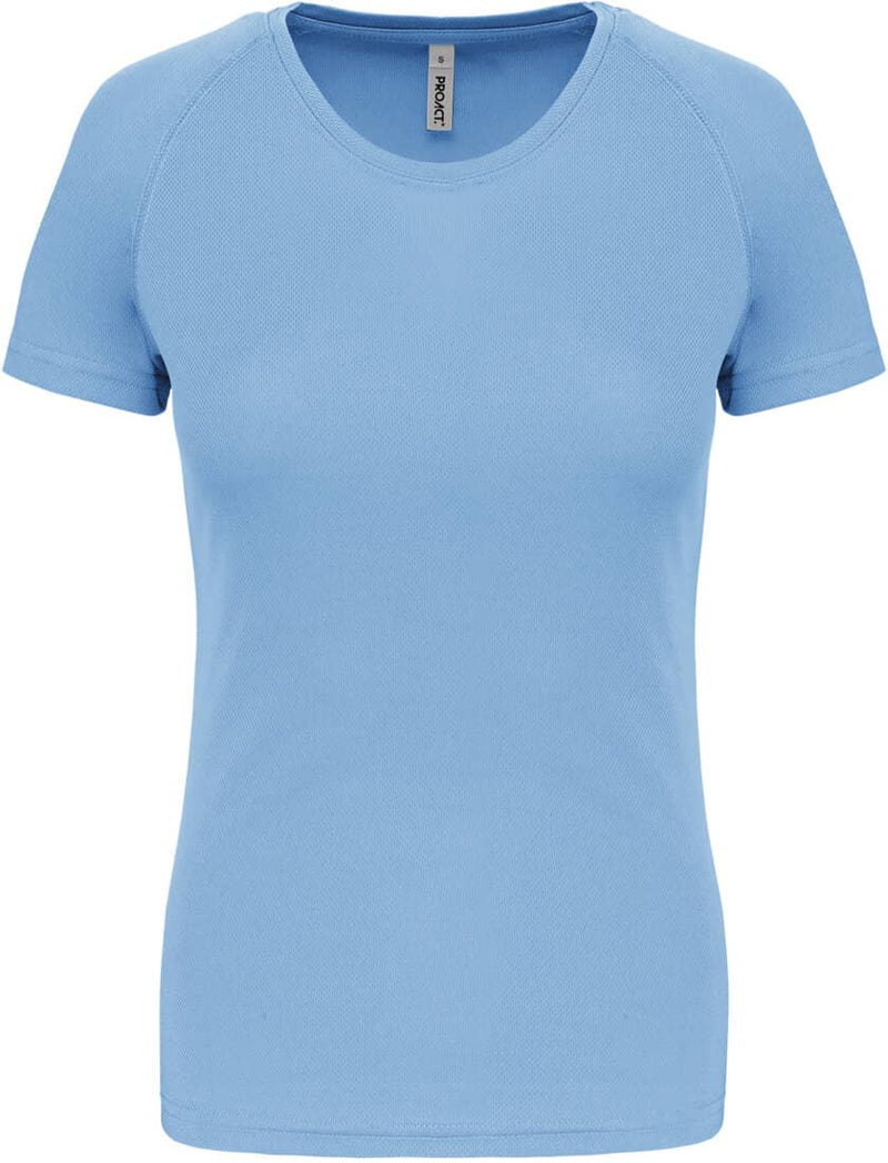 Damen Basic Sport Funktionsshirt Kurzarm - Himmelblau