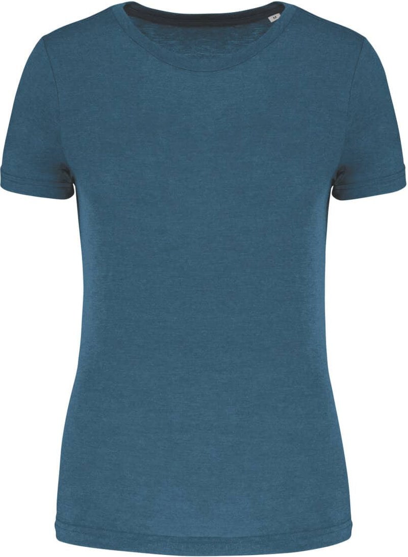 Damen-Triblend-Sportshirt mit Rundhalsausschnitt- Duck Blue meliert