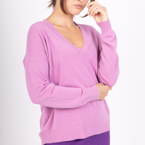 Nahtloser ULTRA FINE Strickpullover V-Ausschnitt und Kaschmir-Touch- DUNKLER SOMMER