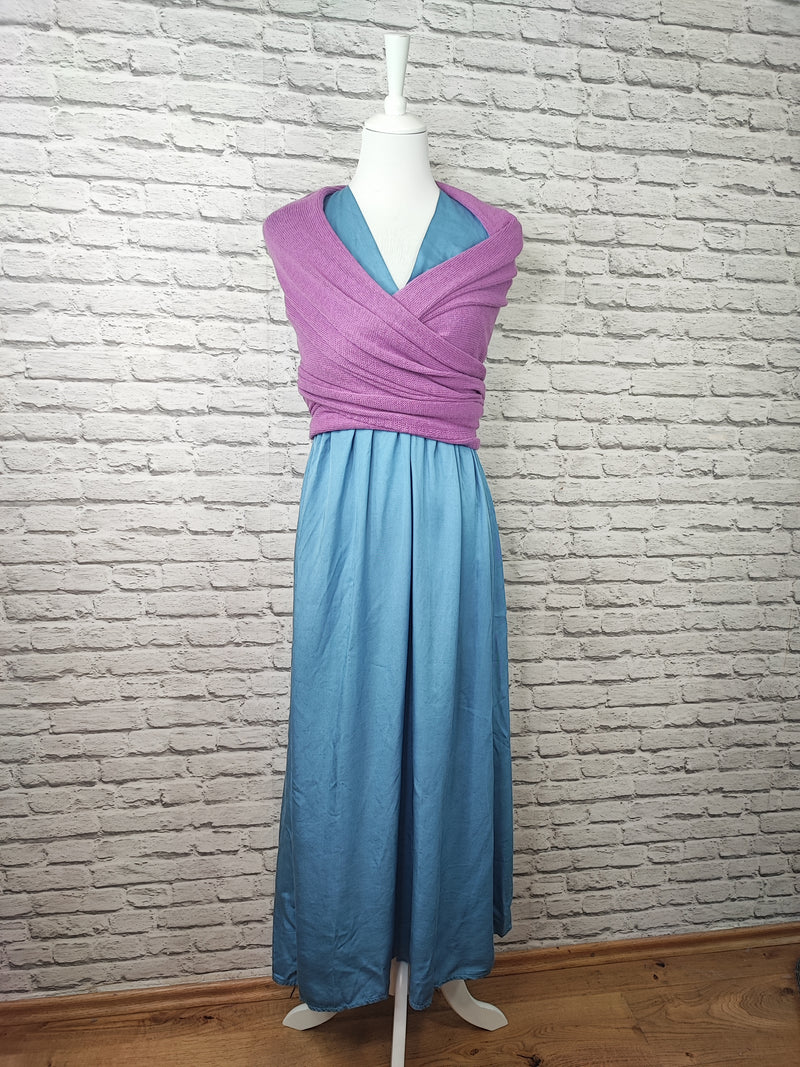 Maxikleid mit Flügelärmel- Blaugrau