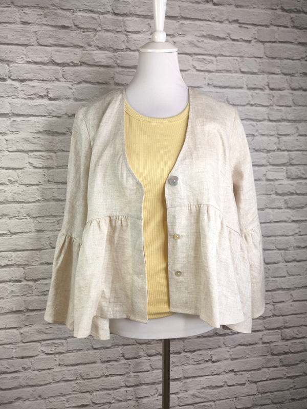Leinenbluse mit Schößchen Natur meliert