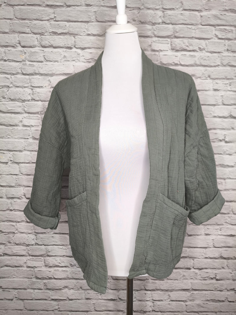 Kimonojacke aus Musselin- Khaki