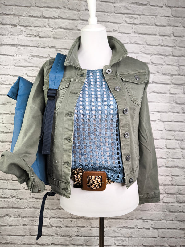 Jeansjacke mit Stretch- Grüngrau