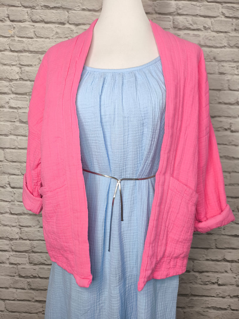 Kimonojacke aus Musselin- Candy Pink