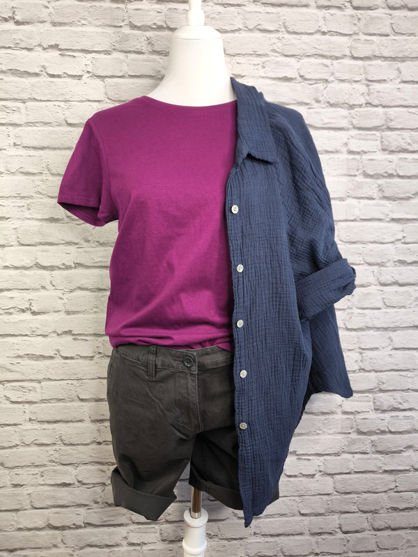 Musselinbluse- Navy