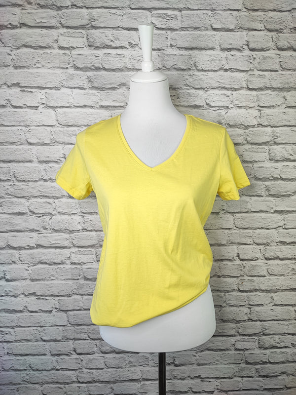 Classic V- Neck T- Shirt- Solar Yellow