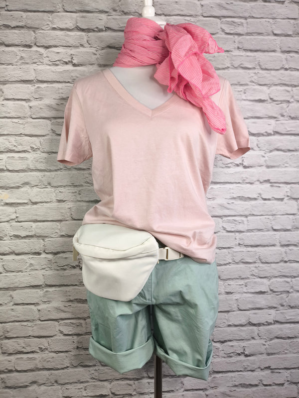 T-SHIRT mit V- Ausschnitt- Rosa