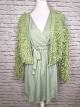 Sommerkleid mit Flügelärmel- Salbeigrün