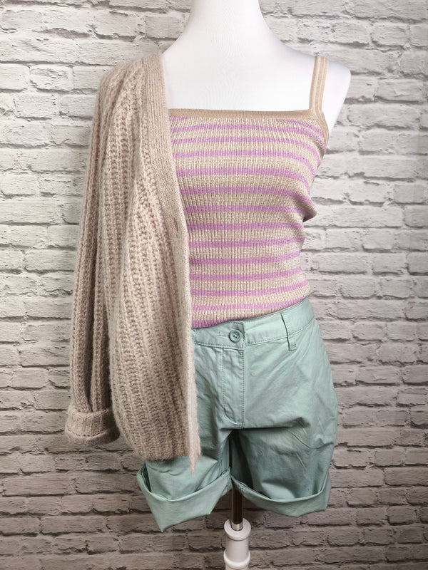 Viskosetop gestreift- Beige- Lila