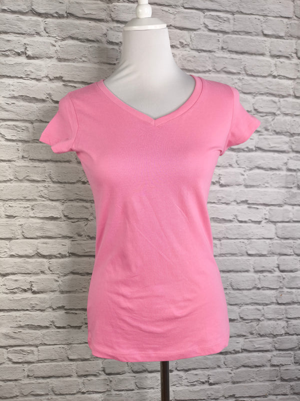 T-SHIRT mit V- Ausschnitt- Orchid Pink