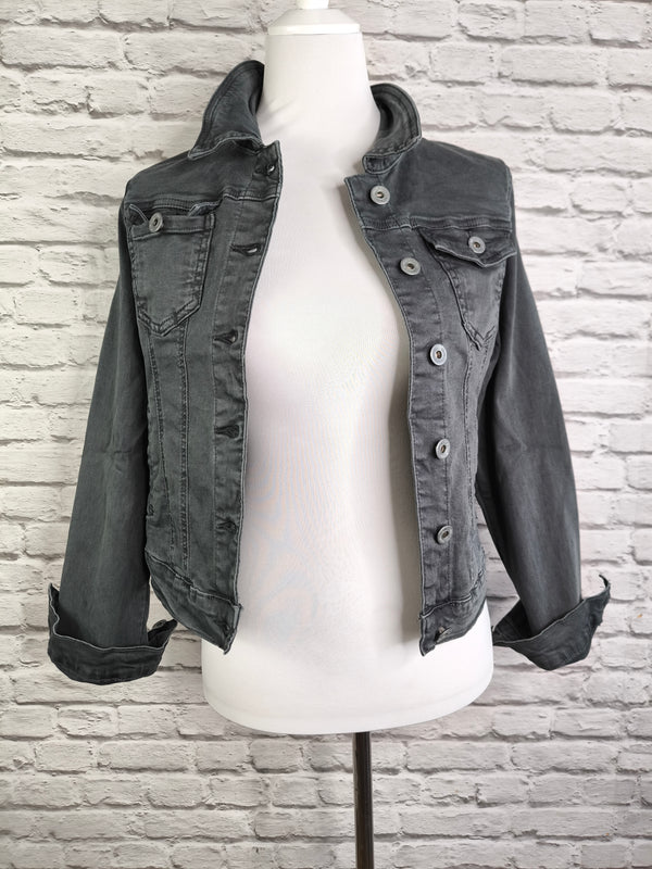 Jeansjacke mit Stretch- Dunkelgrau