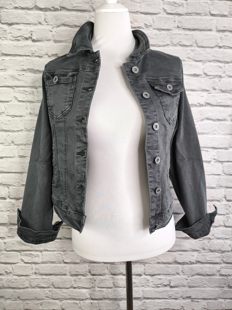 Jeansjacke mit Stretch- Dunkelgrau