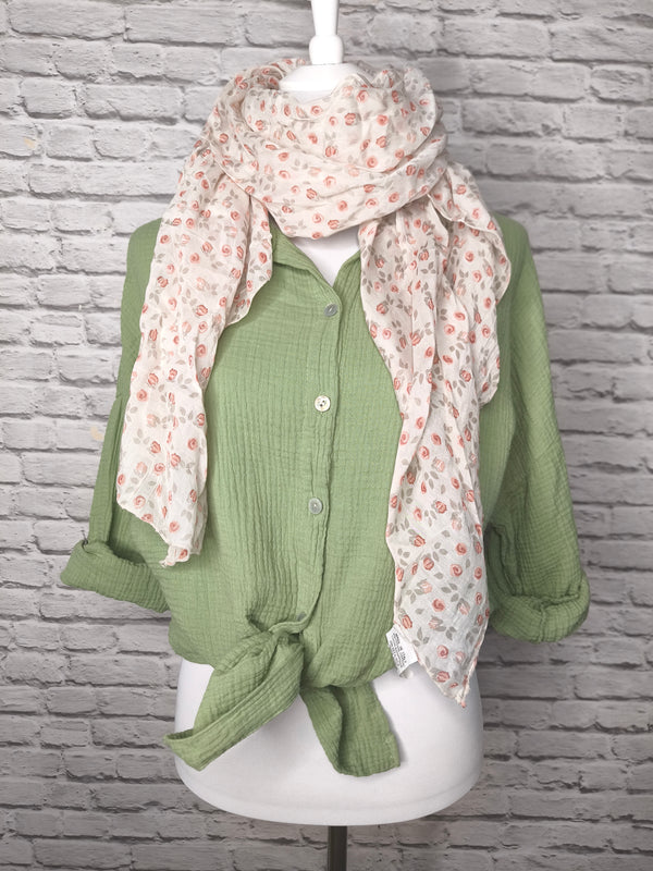 Musselinbluse- Limette