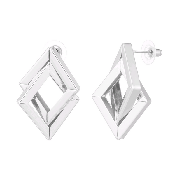 Doppelter Diamant Ohrringe- Silber