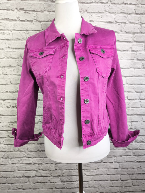 Jeansjacke mit Stretch- Fuchsia