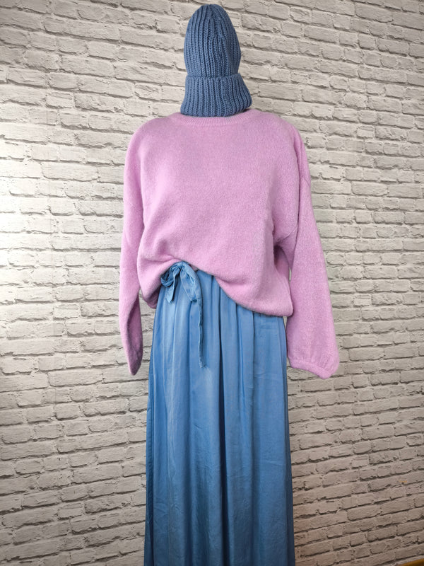 Maxikleid mit Flügelärmel- Blaugrau