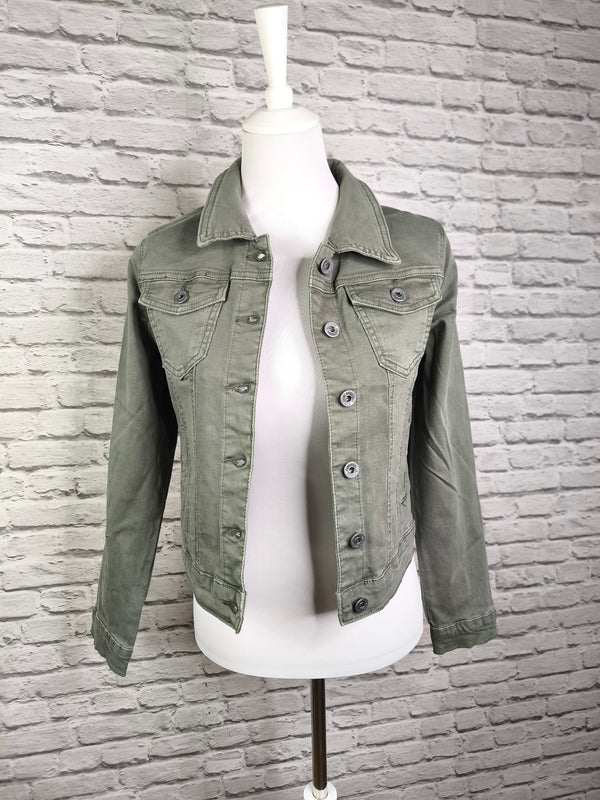 Jeansjacke mit Stretch- Grüngrau