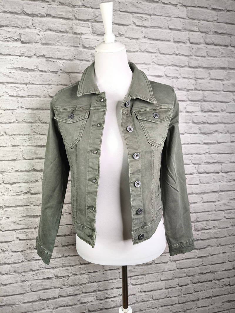 Jeansjacke mit Stretch- Grüngrau
