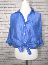 Transparentes Hemd Tencel- Royalblau
