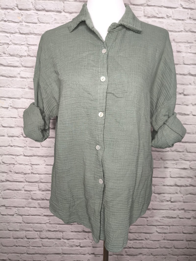 Musselinbluse- Khaki