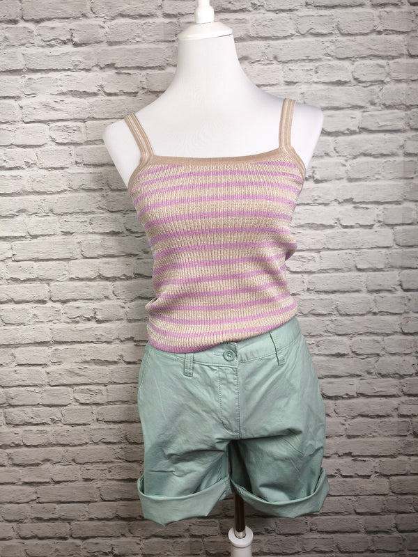 Viskosetop gestreift- Beige- Lila