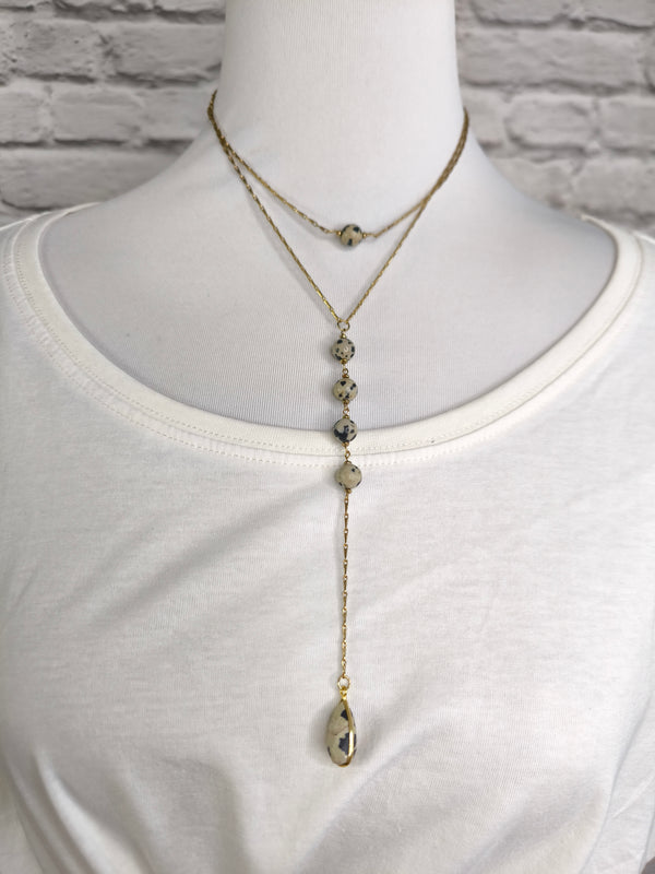 Mehrreihige Boho Kette mit Dalamtinerstein