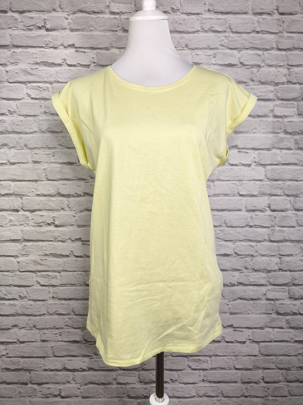 BIO COTTON T-SHIRT MIT GERADEM ÄRMEL UND AUFGEROLLTEM ÄRMELSAUM - Dunkler Sommer & Heller Sommer Winter
