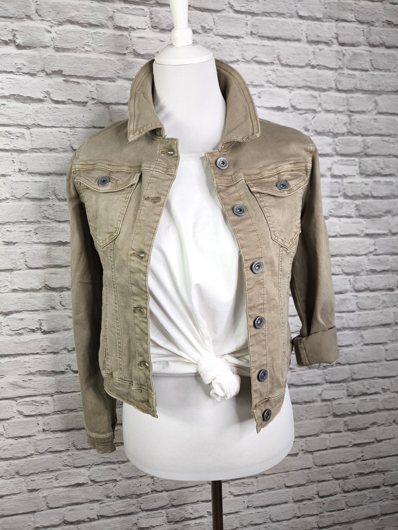 Jeansjacke mit Stretch- Taupe